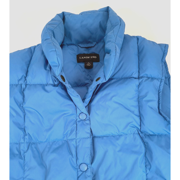 MINT Lands End Down Puffer Vest Womens MED Periwinkle Feather insulated Jacket - Picture 2 of 8